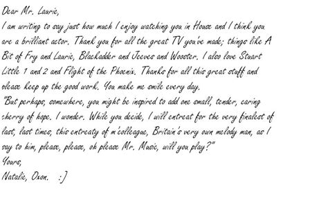 Hugh Laurie Celebrity Letters