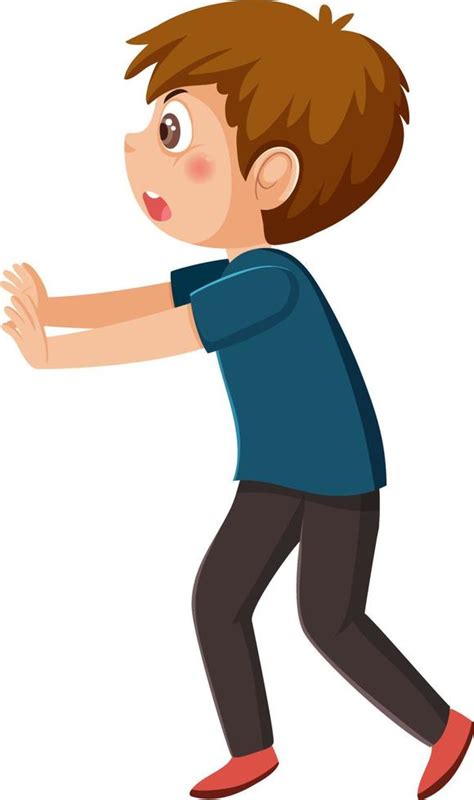 A Boy Standing In Pushing Pose 13426856 Vector Art At Vecteezy