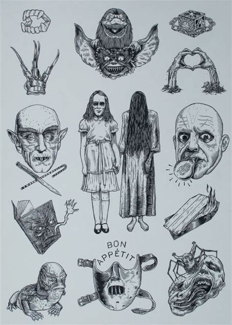 Horror Movie Tattoo Flash Sheet Viraltattoo
