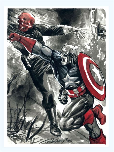 Captain America Vs Red Skull In Peter Liddells Commissions Comic Art