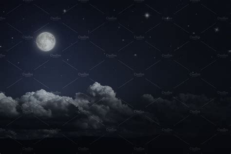 Night Starry Sky And Moon Stock Photo Containing Night And Sky Nature