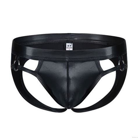 Sexy Black Patent Leather Rings Panties Mens Lingerie Mens Lingerie Underwear Sexy
