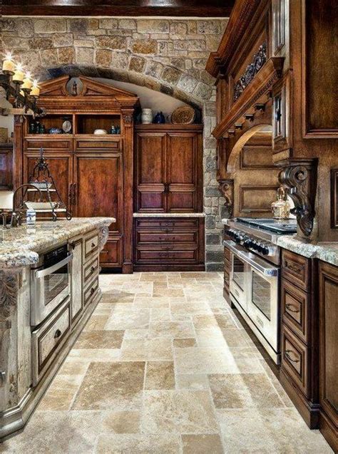 Old World Tuscan Themed Kitchen Style With Arched Brick