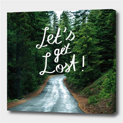 Lets Get Lost Quote Typography Green Forest Photography Canvas