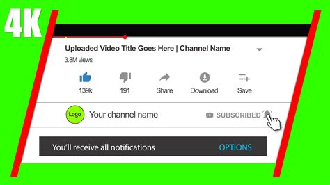 Download Subscribe Button And Bell Icon Green Screen High