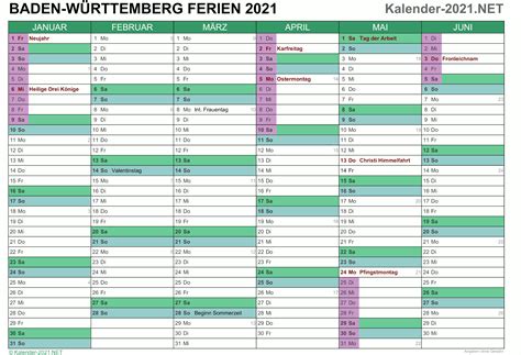 Alle jahrestermine wie feiertage und ferien auf einen blick. EXCEL-KALENDER 2021 - Kostenlos!