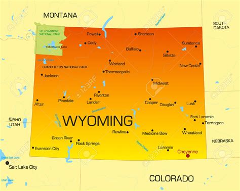 Wyoming Clipart 4446039 Vector Color Map Of Wyoming State Usa Stock