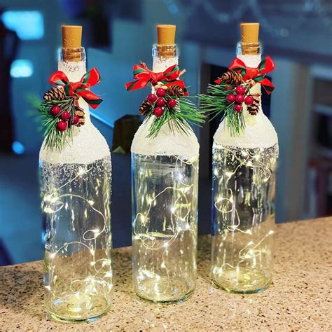 Holiday Wine Bottle Crafts Christmas Wine Bottles Wine Bottle Diy Crafts Lighted Wine Bottles