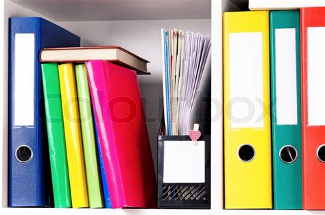 File Folders Standing On The Shelves Stock Image Colourbox