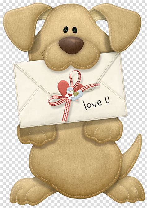 Dog Biting Envelop Illustration Valentine Puppy Dog Valentines Day