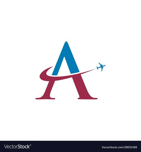 Letter A Travel Airplane Logo Royalty Free Vector Image