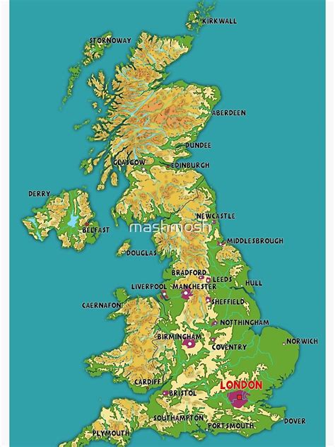United Kingdom Physical Map Topographic Map Of Uk The Capital The