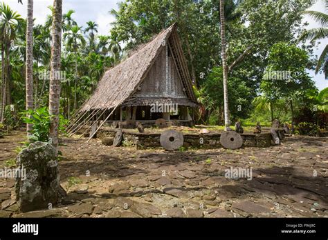 Traditional House With Stone Money Yap Caroline Islands Micronesia
