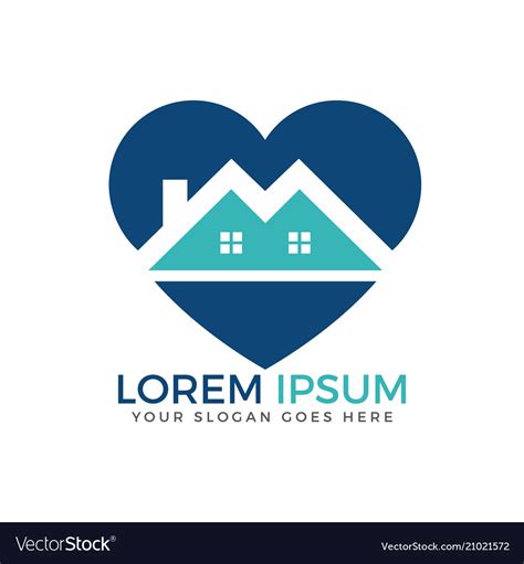 House And Heart Logo Design Royalty Free Vector Image