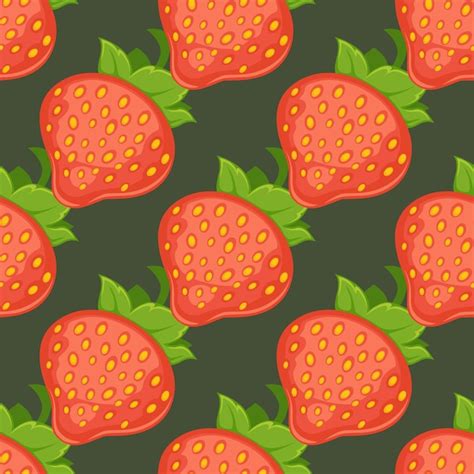 Premium Vector Cute Seamless Pattern With Red Strawberries