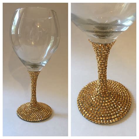 Gold Rhinestone Wine Glass By Barwarebling Wine Wine Glass Glass