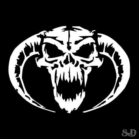 Demon Skull Horns Vinyl Decal Sticker 525 Long X Etsy