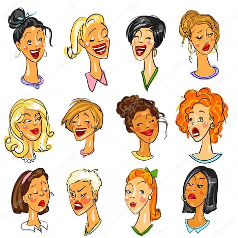 Female Faces Expressions Stock Vector Image By ©nataliahubbert 43419619