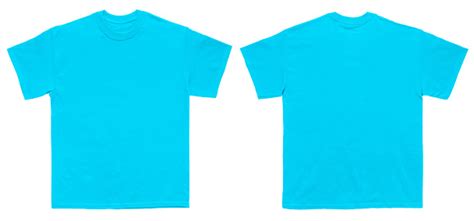 Blank T Shirt Color Sky Blue Template Front And Back View Stock Photo