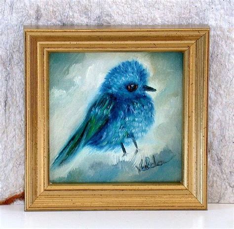 Smallfluffy Baby Bird Original Framed Oil Painting T Etsy