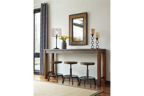 Shop console tables from ashley furniture homestore. Counter Height Sofa Table With Stools Styleline Hallishaw ...
