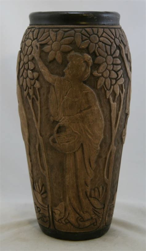 Rare Weller Dechiwo 12" Vase With Women Picking Apples | patspots