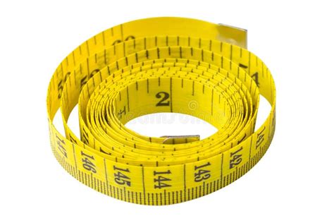 Yellow Tape Measure Measuring Waist And Clothing Size Close Up Stock