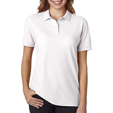 Gildan Womens Double Needle Pique Polo Shirt Polo Shirt White Pique