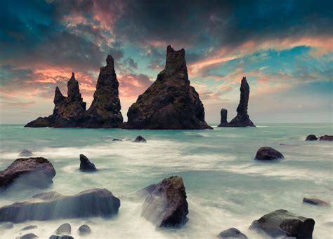 Reynisdrangar Are Located Close To The Town Of Vík In South Iceland