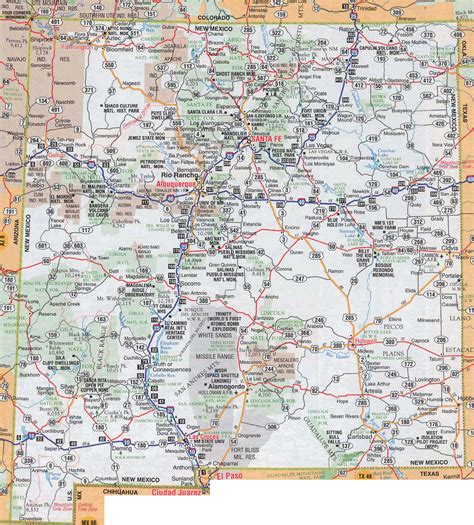 Large Detailed Roads And Highways Map Of New Mexico State With National