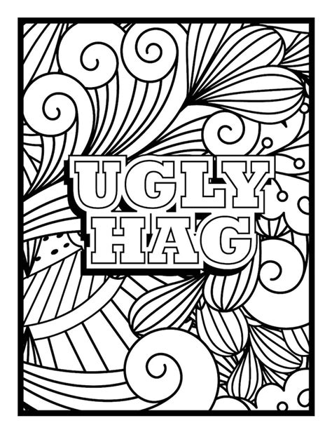 12 Adult Colouring Pages Naughty Words Insults Funny T Etsy