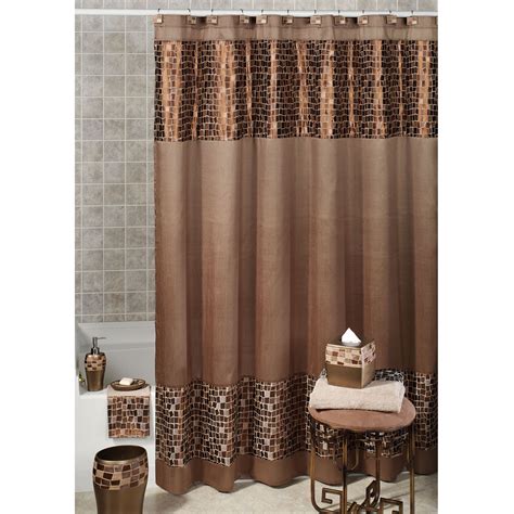 Bronze Mosaic Stone Fabric Shower Curtain Brown Shower Curtain Fancy