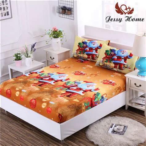 Merry Christmas Fitted Sheet Home Use Bedding Santa Clause 150cm X