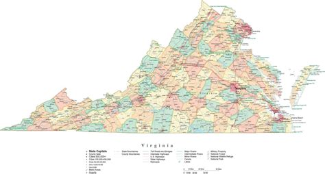 State Map Of Virginia In Adobe Illustrator Vector Format Map Resources