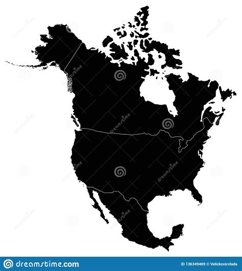 North America Map Continent Stock Vector Illustration Of States