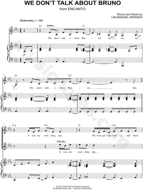 We Dont Talk About Bruno From Encanto Sheet Music In C Minor