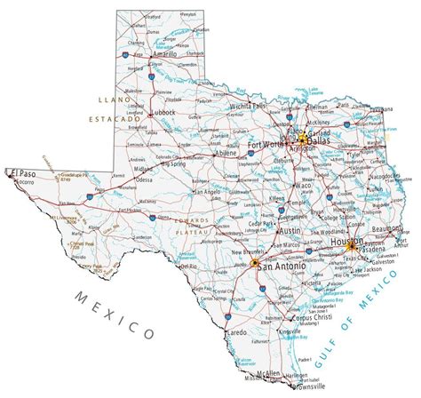 Map of Texas - Cities and Roads - GIS Geography