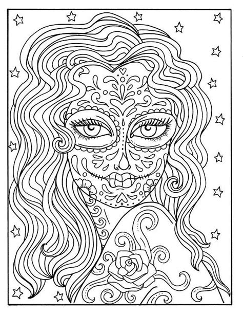 pages day   dead girls digital coloring book coloring pages