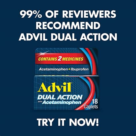 Advil Dual Action Coated Caplets With Acetaminophen 250 Mg Ibuprofen