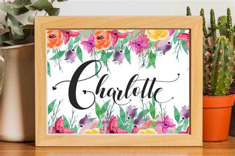 Charlotte Name Baby Initial Wall Art Girl Name Printable | Etsy