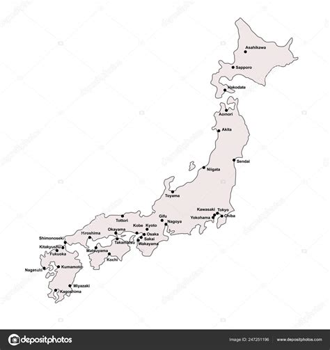 Japan Map Outline With Cities Outline Map Of Japan With Cities Images
