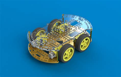 4wd Smart Car Chassis Robot Kit 3d Cad Model Library Grabcad