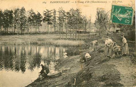 Rambouillet - L'Etang d'Or (blanchisseuses) - Carte postale ancienne et vue d'Hier et Aujourd ...