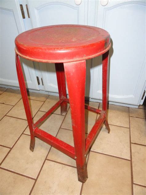 Check spelling or type a new query. Vintage Stool Red Industrial Metal Kitchen | Etsy ...