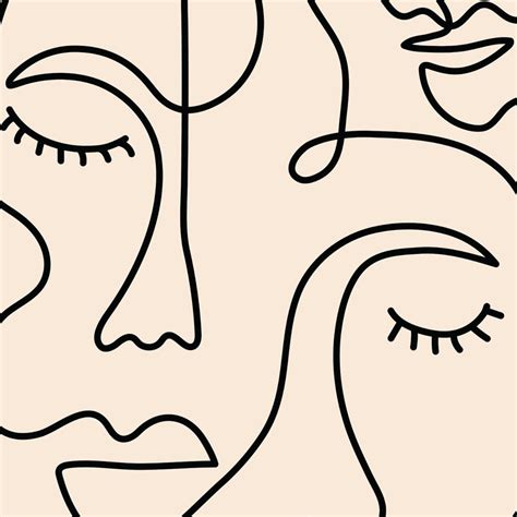 Line Art Face Abstract Minimal Face Line Art Set Download Free