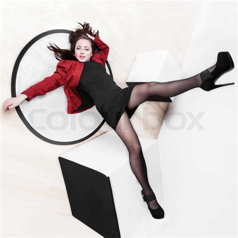 Leggy Girl Posing In Studio Stock Image Colourbox