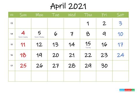 United states edition with federal holidays. Free Printable April 2021 Calendar with Holidays - Template ink21m40 - Free 2020 and 2021 ...