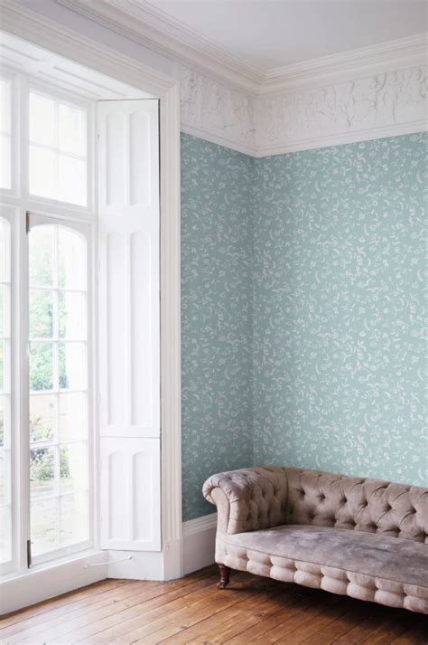 Uppark By Farrow And Ball White Sky Blue Wallpaper Wallpaper