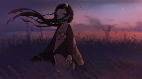 See more ideas about slayer, demon, anime demon. Demon Slayer Nezuko Kamado Standing On Field With Shallow Background Of Sky And Clouds HD Anime ...