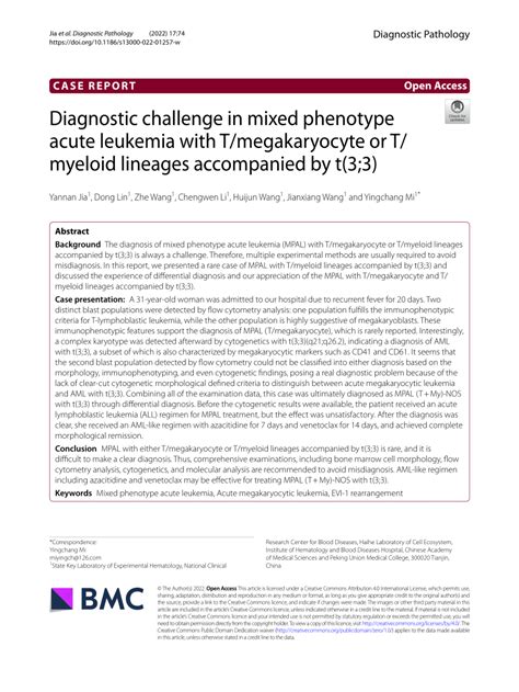 Pdf Diagnostic Challenge In Mixed Phenotype Acute Leukemia With T